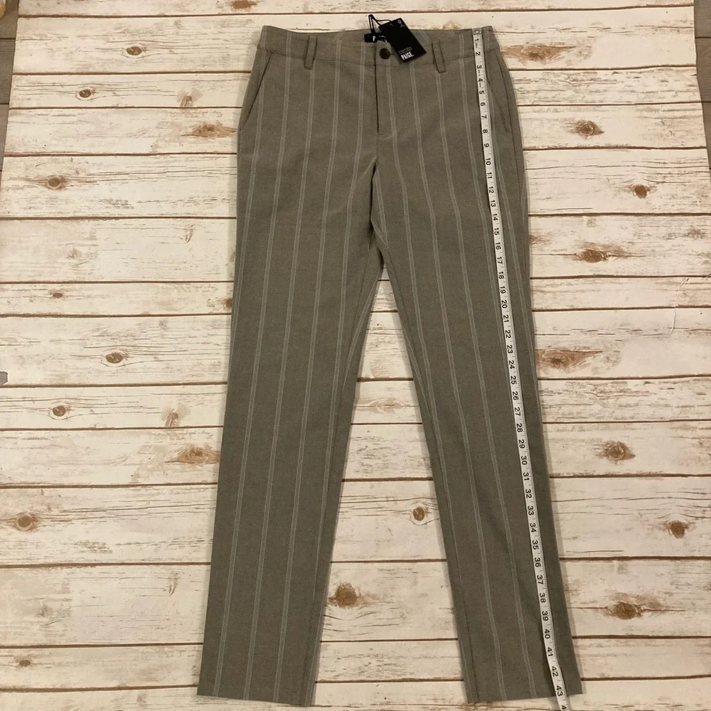 PAIGE Stafford Tapered Pinstripe Trousers Oyster Shell Size 31
